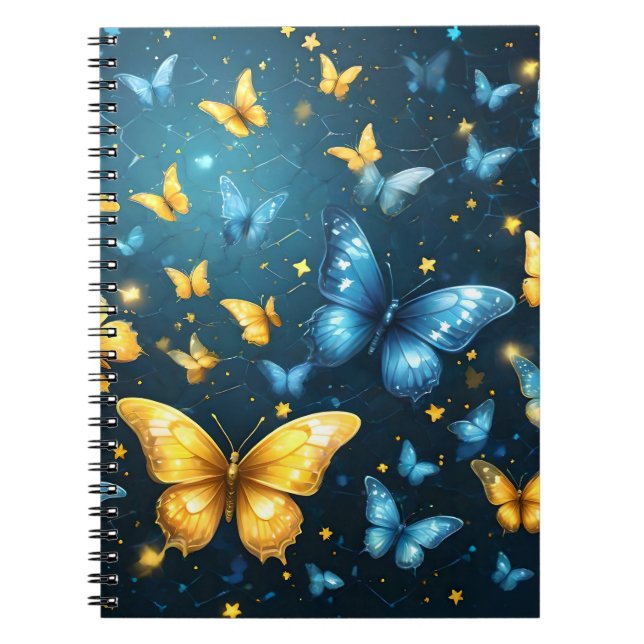 Cuaderno Alas de alegría: mariposas voladoras azules y amar (Frente)