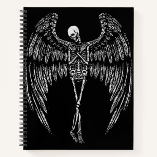 Cuaderno Alas de Ángel Esquelético en Blanco y Negro