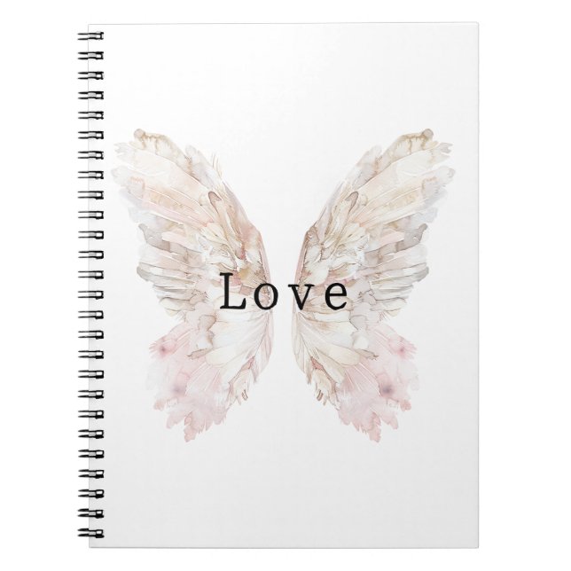 Cuaderno Alas de mariposa rosada bonito (Frente)