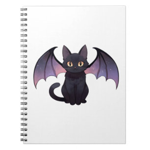 Cuaderno Alas de Murciélago Gatito Kawaii Gato Negro Hallow
