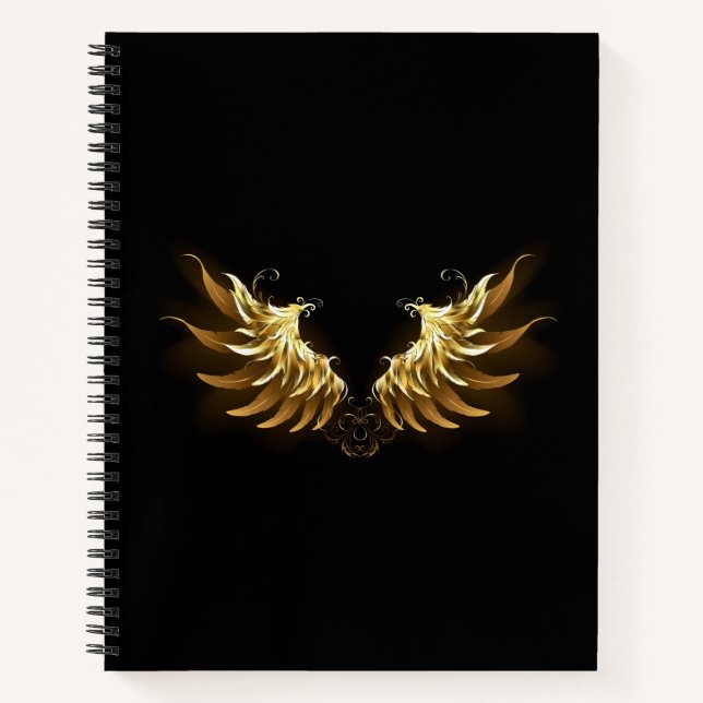 Cuaderno Alas del Ángel de Oro sobre fondo negro (Anverso)