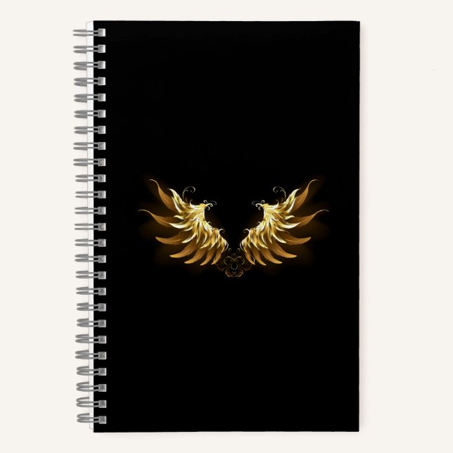 Cuaderno Alas del Ángel de Oro sobre fondo negro (Anverso)