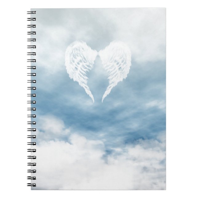 Cuaderno Alas del ángel en cielo azul nublado (Frente)