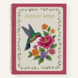 Cuaderno Alas delicadas bordadas colibrí floral