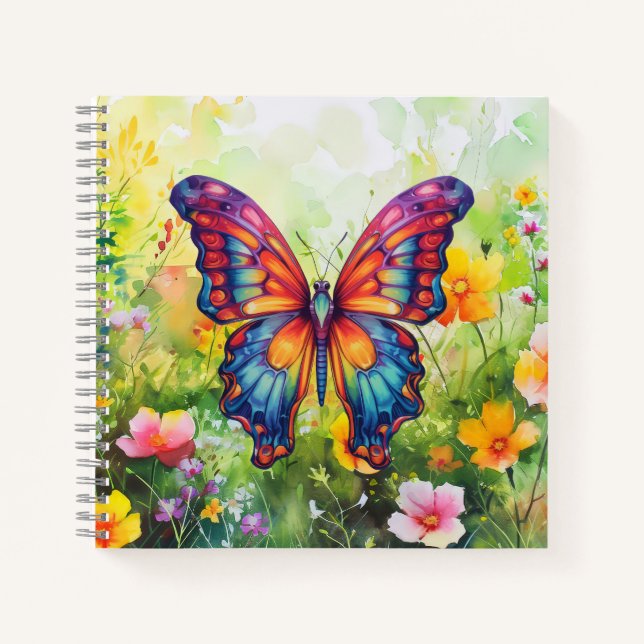 Cuaderno Alas Naranjas azules de mariposa (Anverso)