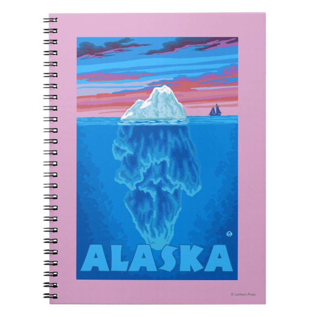 Cuaderno AlaskaIceberg Poster de Viajes de Vintage (Frente)