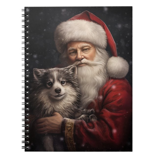 Cuaderno Alaskan Malamute con Navidades de Santa Claus (Frente)