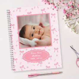 Cuaderno Álbum de fotos personalizado de bebé Coquette Bows