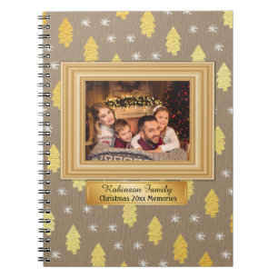 Cuaderno Álbum de recuerdos de Navidad en marrón y dorado