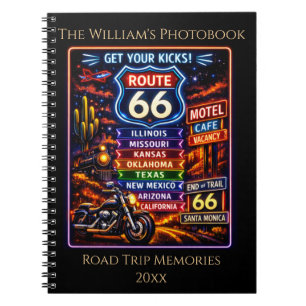 Cuaderno Álbum Retro Neon de la Ruta 66 Get Your Kicks