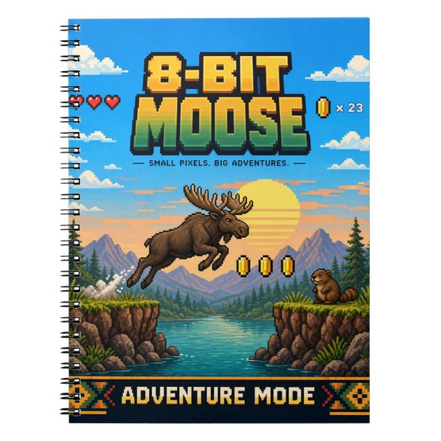 Cuaderno Alce, arte pixel retro de 8 bits (Frente)