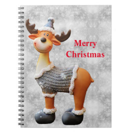 Cuaderno Alce de Navidad feliz que lleva un sombrero       