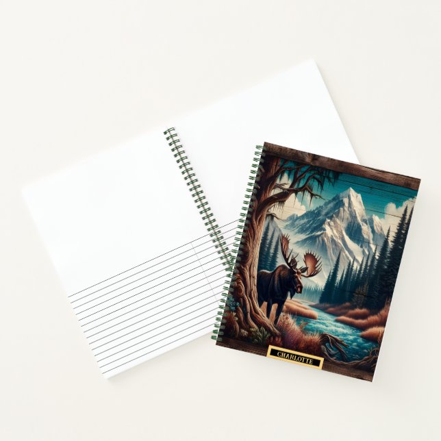 Cuaderno Alce junto a un río tranquilo al atardecer (Interior)