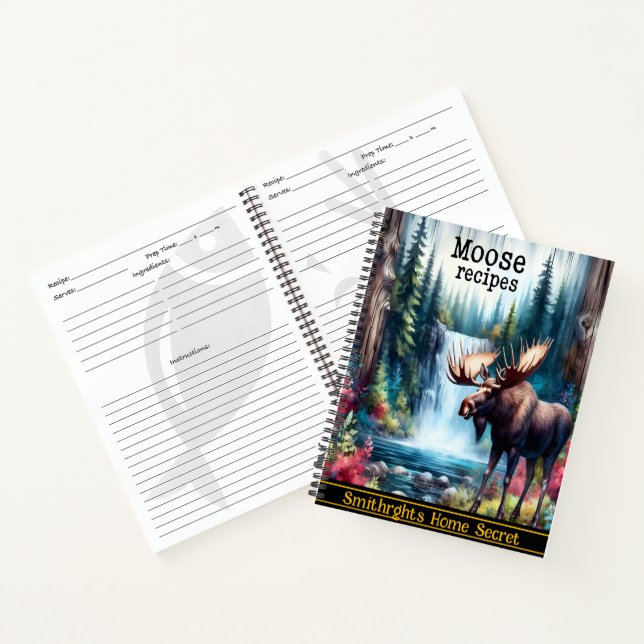 Cuaderno Alce junto a una cascada tranquila (Interior)