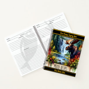 Cuaderno Alce majestuoso cerca de una serena cascada en oto