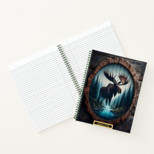 Cuaderno Alce majestuoso parado junto a un sereno arroyo fo