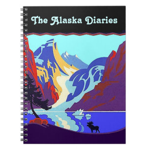 Cuaderno Alces del diario del viaje de Alaska del vintage
