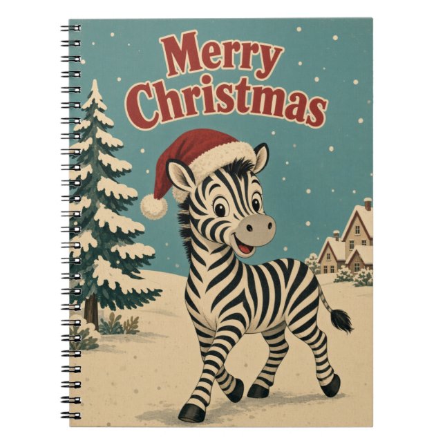 Cuaderno Aldea de cebra borde animal Navidad (Frente)