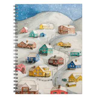 Cuaderno Aldea invernal acogedora acuarela