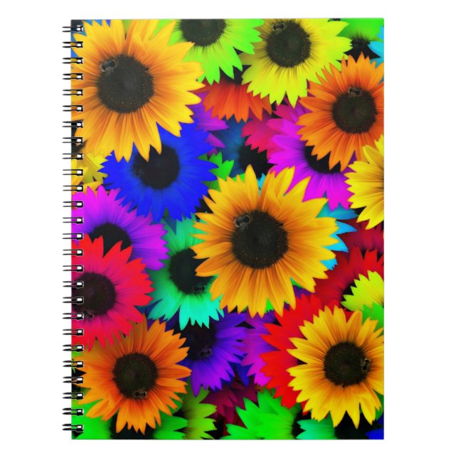 Cuaderno Alegre colección de girasoles coloridos (Frente)