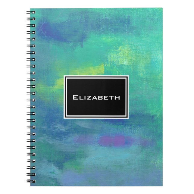 Cuaderno Alegre resumen impresionista en verde y azul (Frente)