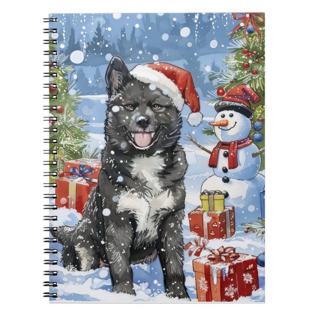 Cuaderno Alegría de los Navidades de invierno de Akita Dog  (Frente)