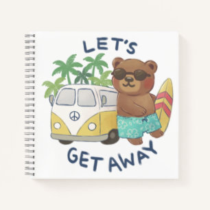 Cuaderno Alejémonos: Dibujo de osito de Teddy y camioneta d