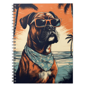 Cuaderno Alemán-boxeador con gafas de sol en la playa