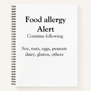 Cuaderno alerta de alergia alimentaria añadir nombre texto