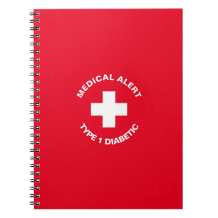 Cuaderno Alerta médica personalizada Rojo diabético