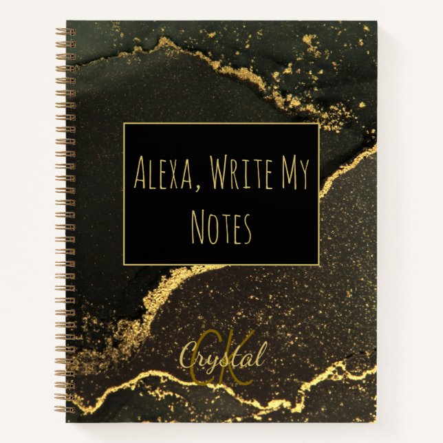 Cuaderno Alexa Write My Notes Black and Gold Monogram  (Anverso)