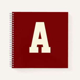 Cuaderno Alfa de monograma retro crema borgoña