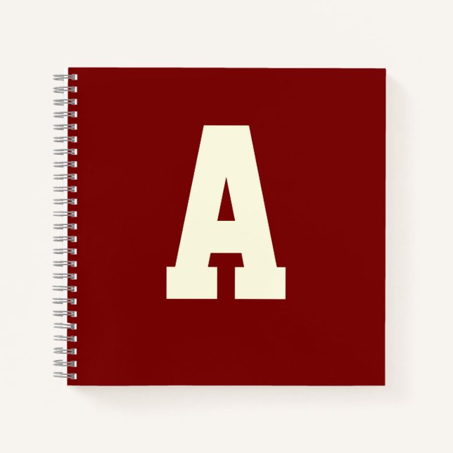 Cuaderno Alfa de monograma retro crema borgoña (Anverso)