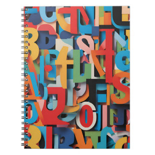 Cuaderno alfabético abstracto con letras coloridas