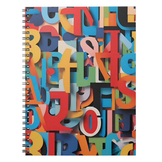 Cuaderno alfabético abstracto con letras coloridas (Frente)