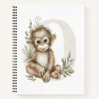 Cuaderno Alfabeto de adorables animales bebés en acuarela O