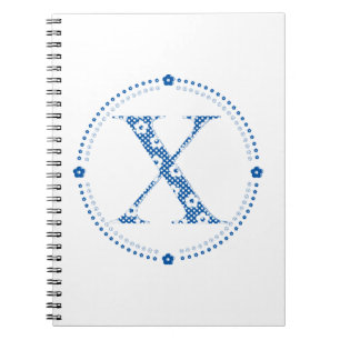 Cuaderno alfabeto de flores X (azul y puntos)