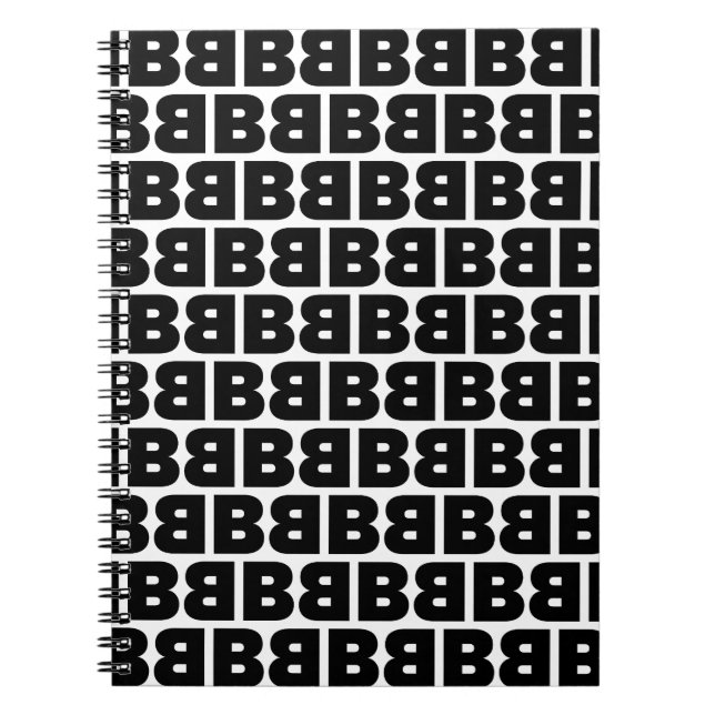 Cuaderno Alfabeto de patrón B negrita negra y blanca (Frente)