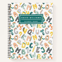 Cuaderno Alfabeto de Patrón de Dinosaurio Bonito para Niños