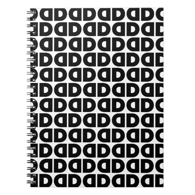 Cuaderno Alfabeto de patrón negrita negrita blanco y negro  (Frente)
