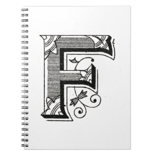 Cuaderno alfabeto f, letra f, tipografía f, monograma f
