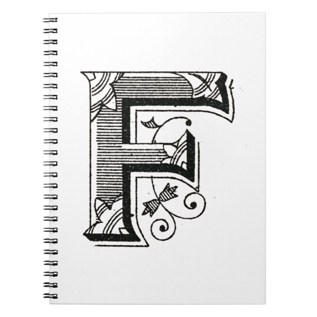 Cuaderno alfabeto f, letra f, tipografía f, monograma f (Frente)