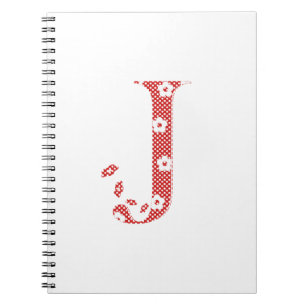 Cuaderno alfabeto floral J (rojo y puntos)l