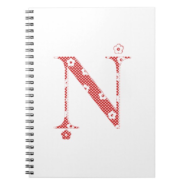 Cuaderno alfabeto floral N (rojo y puntos) (Frente)