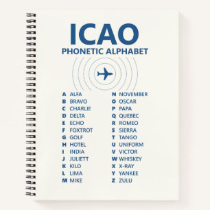 Cuaderno Alfabeto fonético de la OTAN deletreo OACI – Pilot