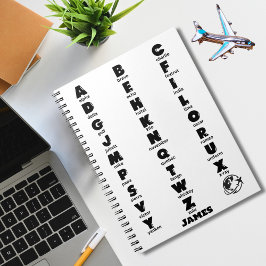 Cuaderno Alfabeto fonético de la OTAN, letras negras, perso