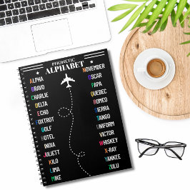 Cuaderno Alfabeto fonético y avión de la OTAN, aviación Gua