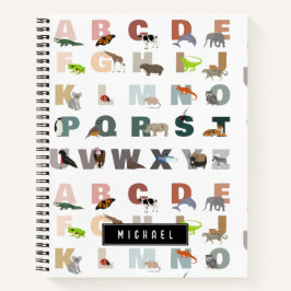 Cuaderno Alfabeto lindo ABC Animales Nombre personalizado E