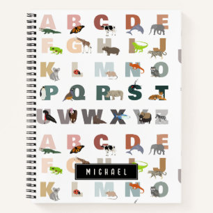 Cuaderno Alfabeto lindo ABC Animales Nombre personalizado E