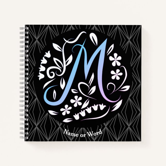 Cuaderno Alfabeto M Monograma Escritura a mano (Anverso)